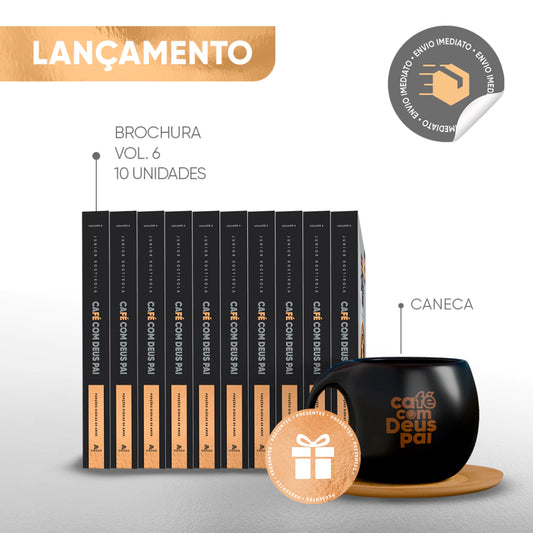 10 livros Café com Deus Pai vol.6 (brochura) + Caneca (presente)