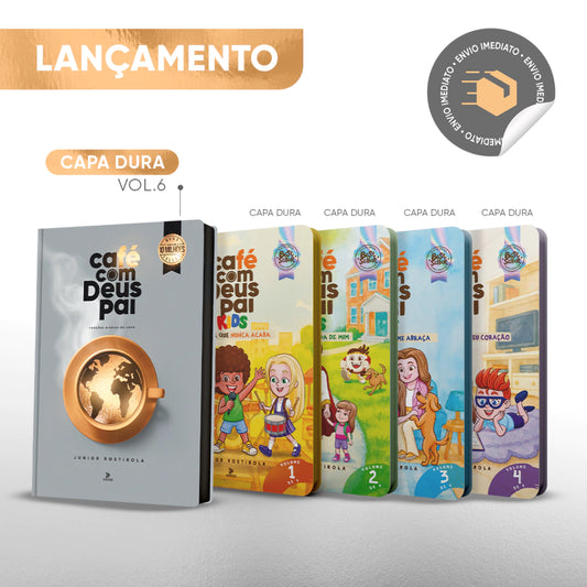 Café com Deus Pai Kids vol. 1 + vol. 2 + vol. 3 + vol. 4 + Café com Deus Pai vol. 6 (capa dura)