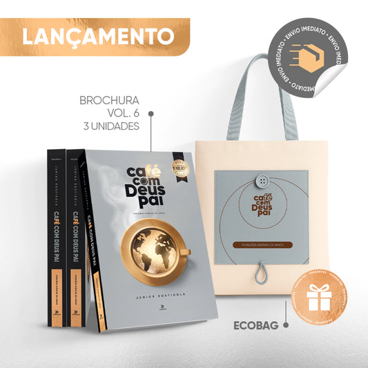 3 livros Café com Deus Pai vol.6 (brochura) + Ecobag (presente)